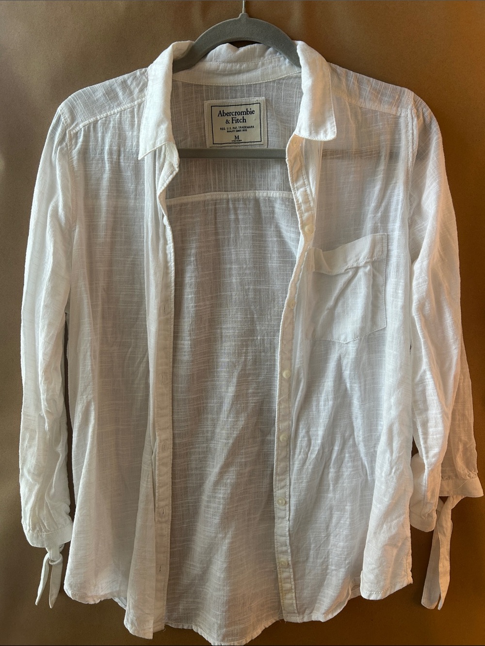 Abercrombie & Fitch White Lightweight Button-Down Shirt